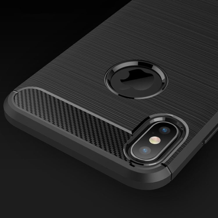 iPhone XS Max Carbon Fiber Brushed TPU Shockproof Protective Case