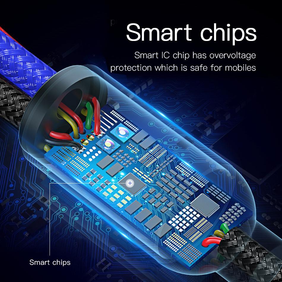 Baseus 3in1 USB Cable for Mobile Phone Micro USB Type C Charger Cable