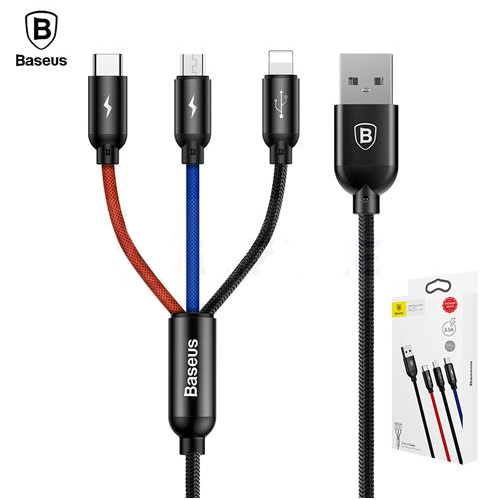 Baseus 3in1 USB Cable for Mobile Phone Micro USB Type C Charger Cable