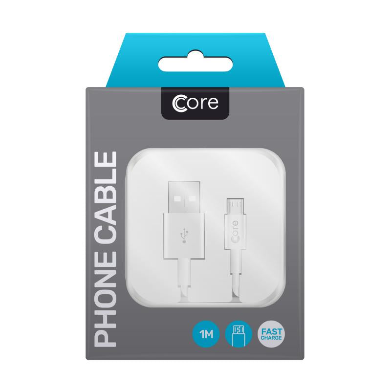 Micro USB Cable in Case 1M White Fast Charge 2