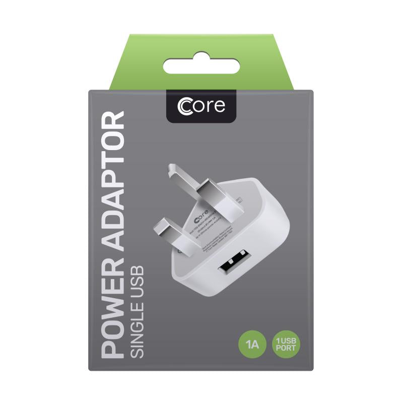 Power Adaptor Single USB White
