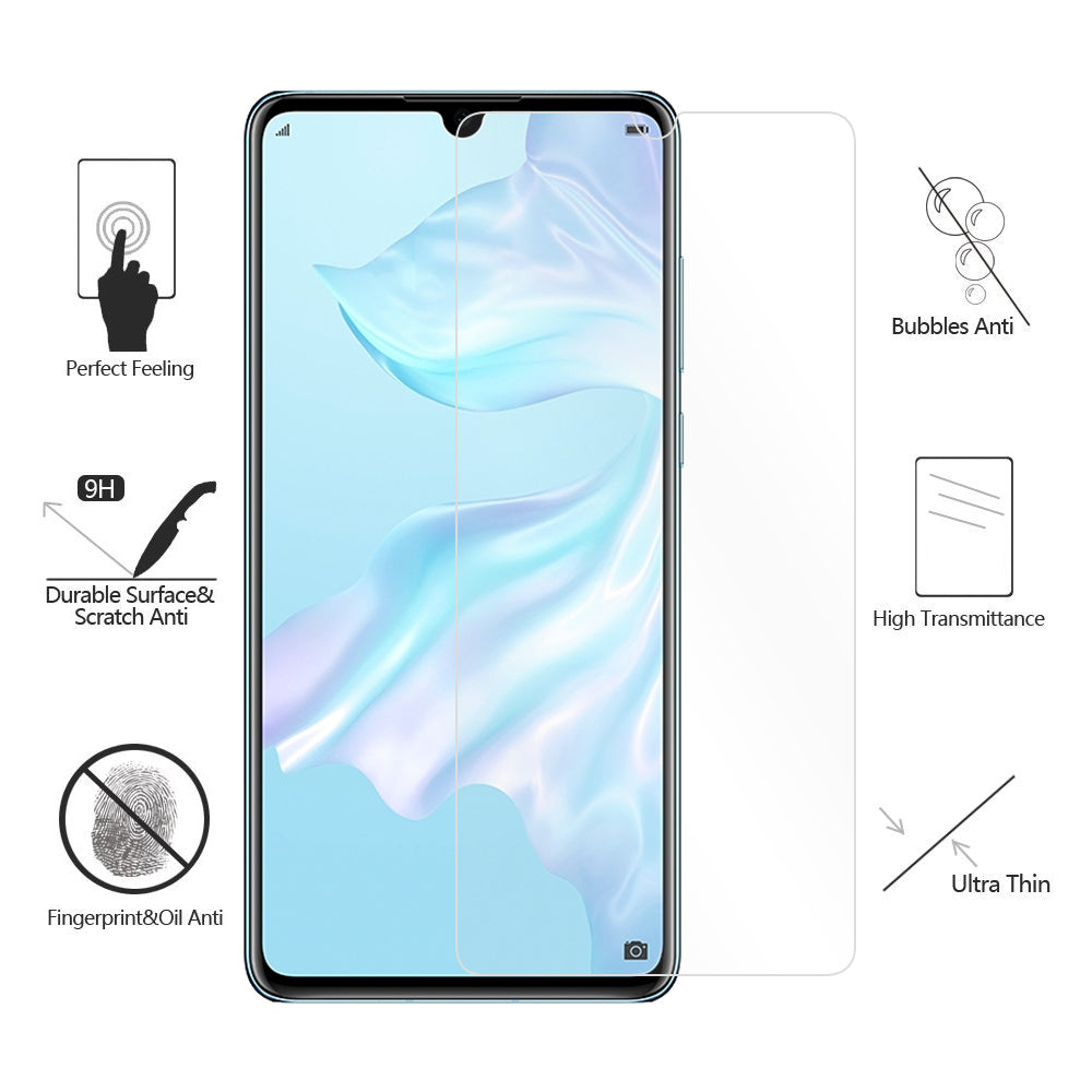 Huawei P30 2.5D Arc Edge HD Front Tempered Glass Film with Color Carton and Package