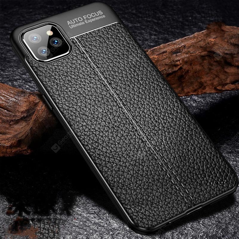 iPhone 12 mini Litchi Leaf Protective Case - Black