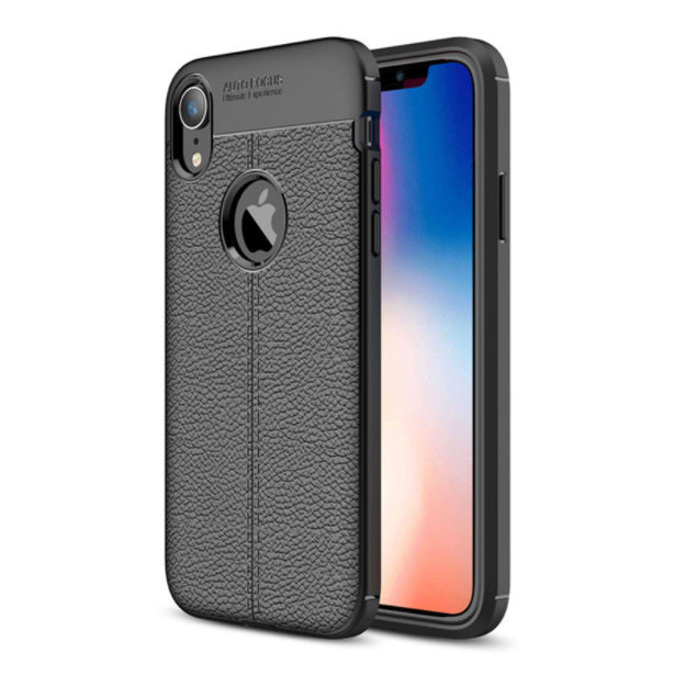 iPhone XR Litchi Leaf Protective Case - Black