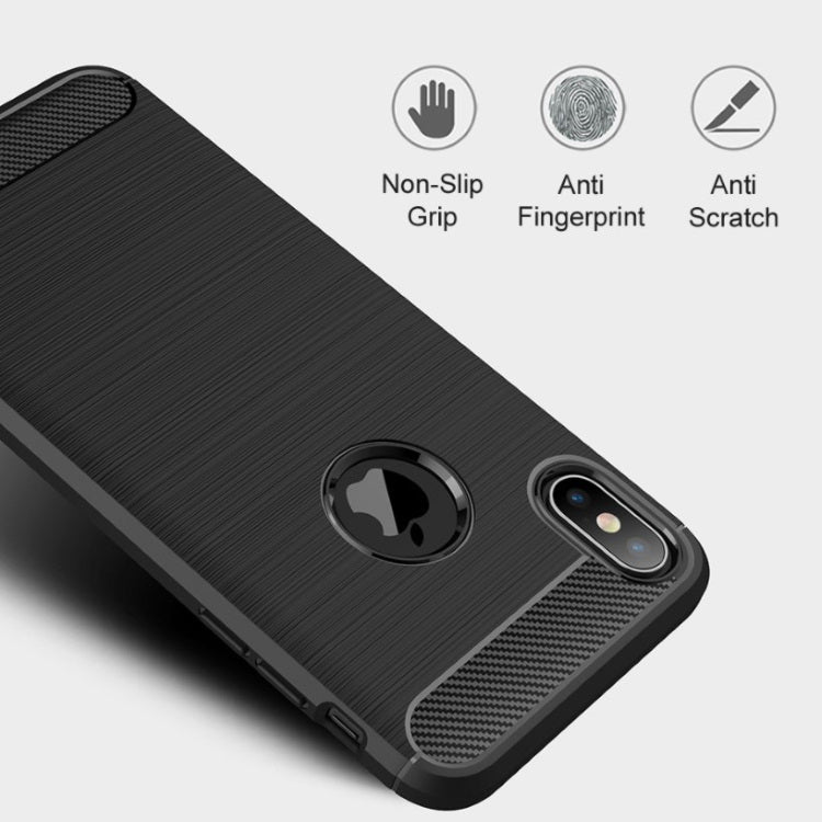 iPhone XS Max Carbon Fiber Brushed TPU Shockproof Protective Case