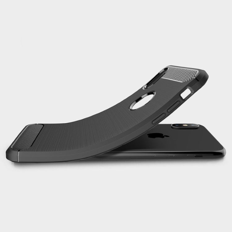 iPhone XS Max Carbon Fiber Brushed TPU Shockproof Protective Case