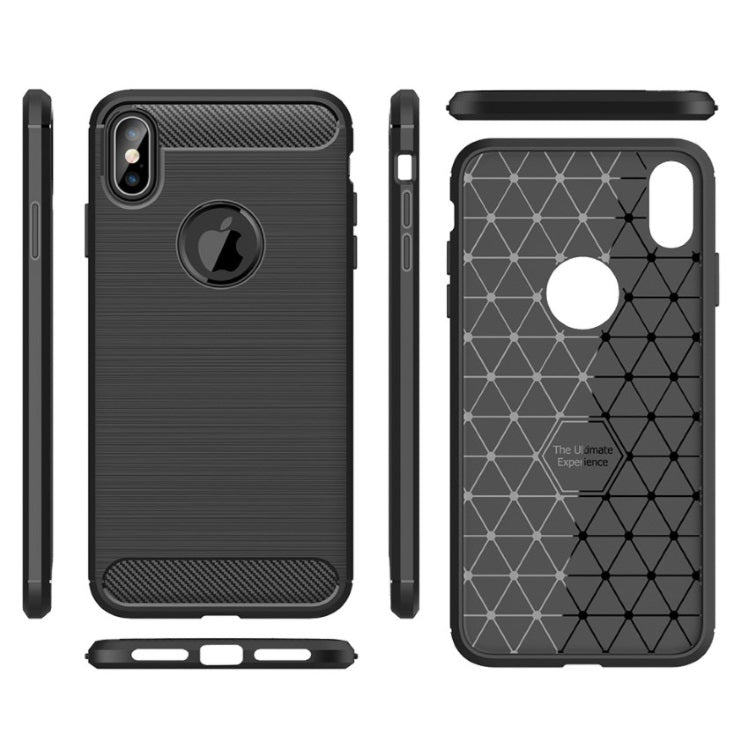 iPhone XS Max Carbon Fiber Brushed TPU Shockproof Protective Case