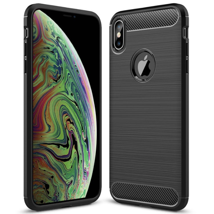 iPhone XS Max Carbon Fiber Brushed TPU Shockproof Protective Case
